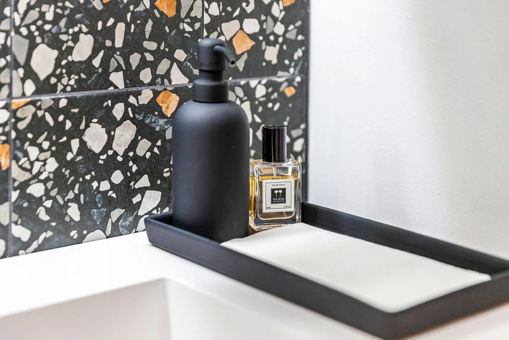 Powder room renovation — Chevron Way Decatur